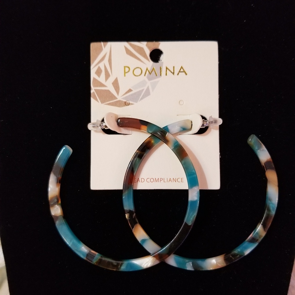 Acrylic earrings multi colored tortoiseshell hoops